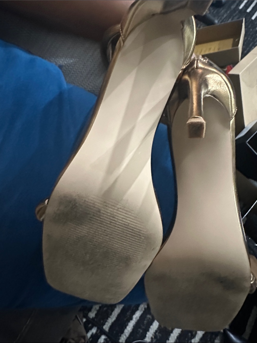 Steve Madden Metallic Gold Ankle-Cuff Heels - Picture 4 of 4